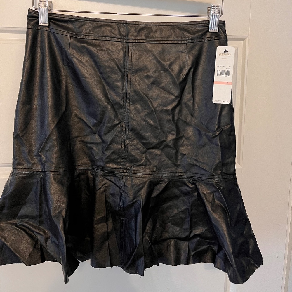 Laundry Wrinkled Leather Skirt